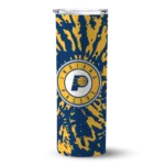 custom indiana pacers metallic grid blue skinny tumbler best selling 1.webp
