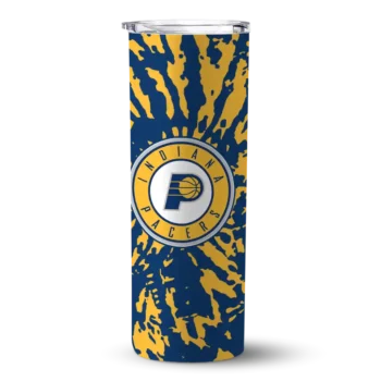 custom indiana pacers metallic grid blue skinny tumbler best selling 1.webp