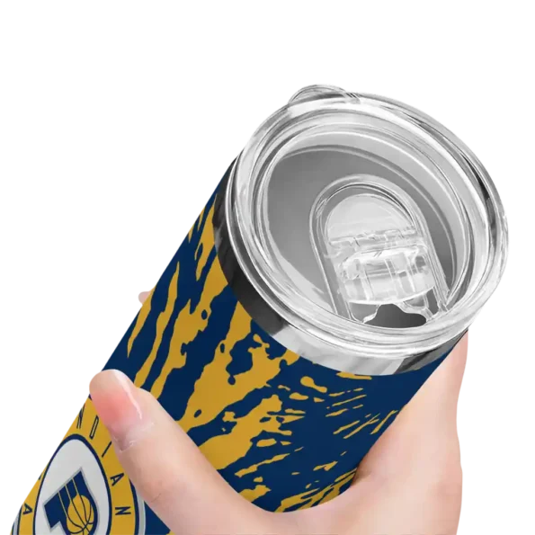 custom indiana pacers metallic grid blue skinny tumbler high quality.webp