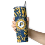 custom indiana pacers metallic grid blue skinny tumbler best selling 1.webp