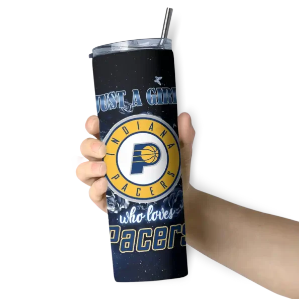 custom indiana pacers rose romance blue black skinny tumbler premium grade.webp