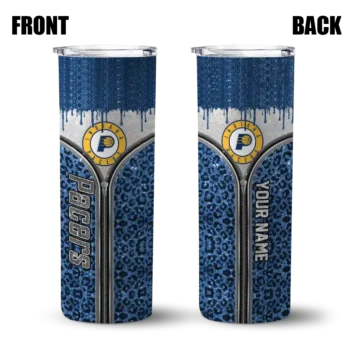 custom indiana pacers sparkle drip blue skinny tumbler fashion forward.webp