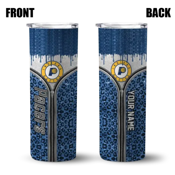 custom indiana pacers sparkle drip blue skinny tumbler fashion forward.webp