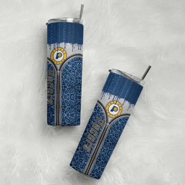 custom indiana pacers sparkle drip blue skinny tumbler top rated.webp