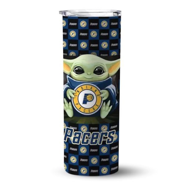 custom indiana pacers yoda cozy blue black skinny tumbler best selling 1.webp