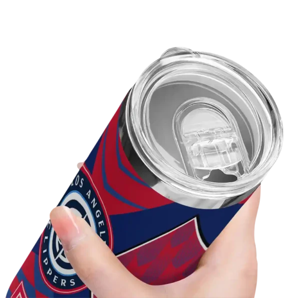 custom los angeles clippers camo texture red skinny tumbler high quality.webp