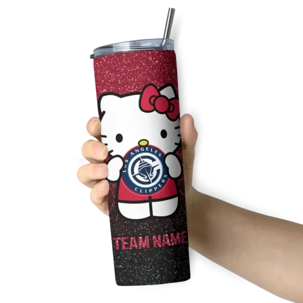 custom los angeles clippers hello kitty red black skinny tumbler premium grade.webp