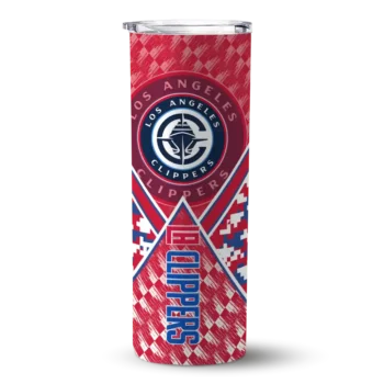 custom los angeles clippers monogram burst red white skinny tumbler best selling 1.webp