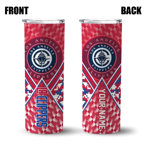 custom los angeles clippers monogram burst red white skinny tumbler fashion forward.webp