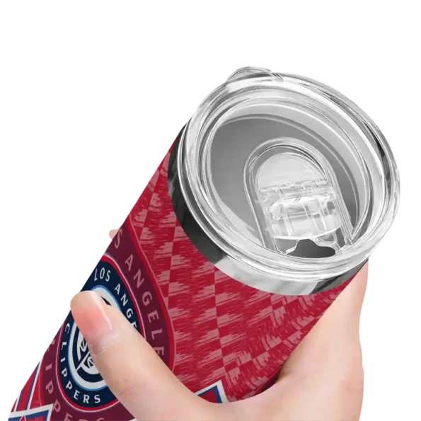 custom los angeles clippers monogram burst red white skinny tumbler high quality.webp