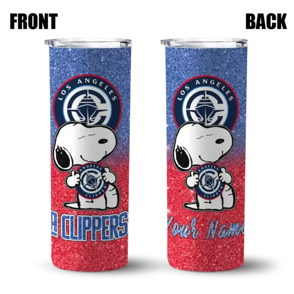 custom los angeles clippers snoopy attitude red skinny tumbler fashion forward.webp