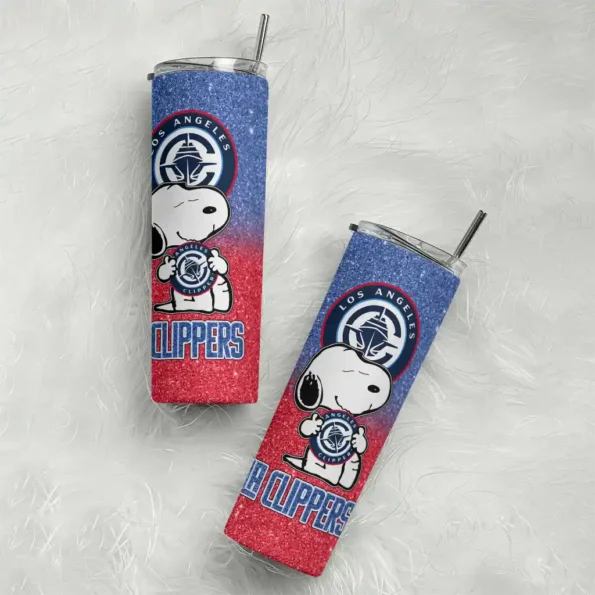 custom los angeles clippers snoopy attitude red skinny tumbler top rated.webp