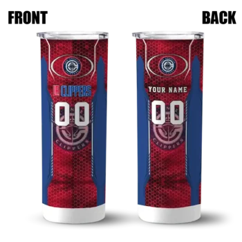 custom los angeles clippers stacked diamond red skinny tumbler fashion forward.webp