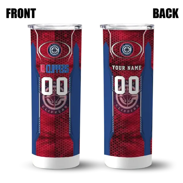 custom los angeles clippers stacked diamond red skinny tumbler fashion forward.webp