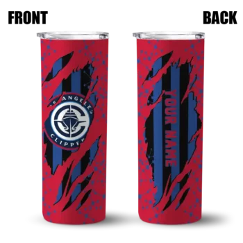custom los angeles clippers star pop red black skinny tumbler fashion forward.webp
