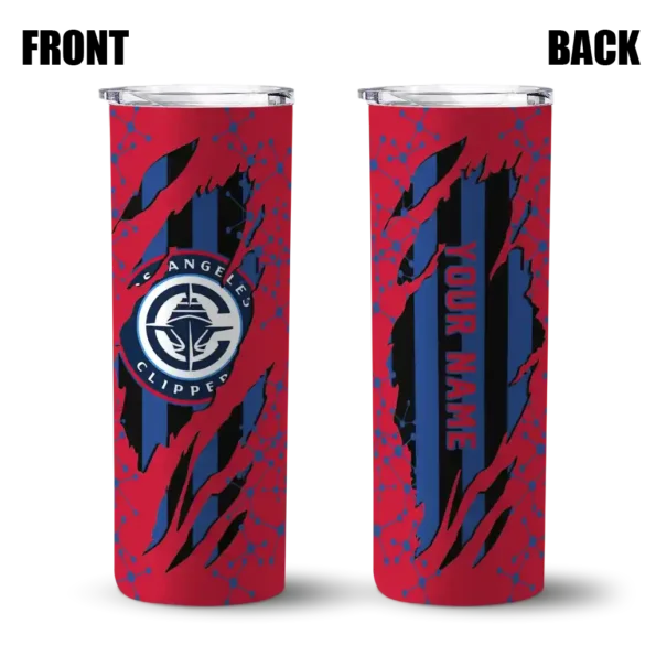 custom los angeles clippers star pop red black skinny tumbler fashion forward.webp