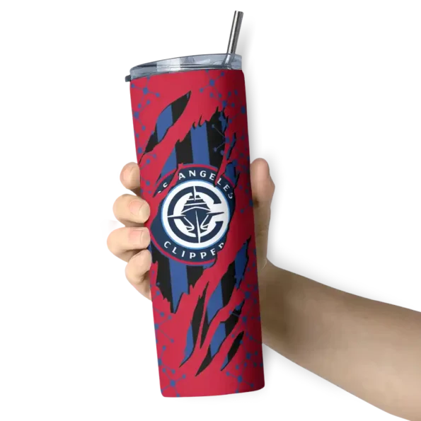 custom los angeles clippers star pop red black skinny tumbler premium grade.webp