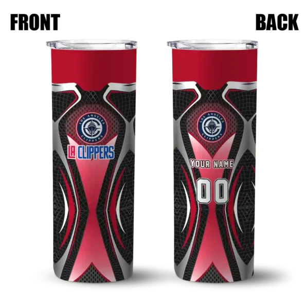 custom los angeles clippers superman emblem red black skinny tumbler fashion forward.webp