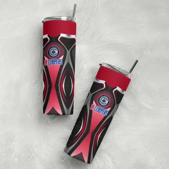 custom los angeles clippers superman emblem red black skinny tumbler top rated.webp