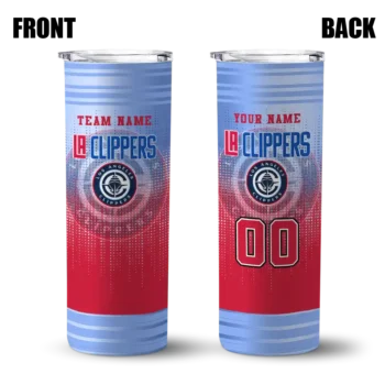 custom los angeles clippers swirl texture red skinny tumbler fashion forward.webp