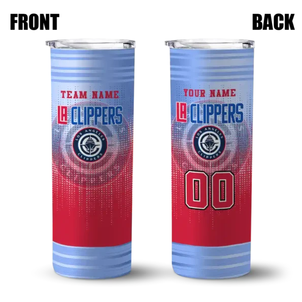 custom los angeles clippers swirl texture red skinny tumbler fashion forward.webp