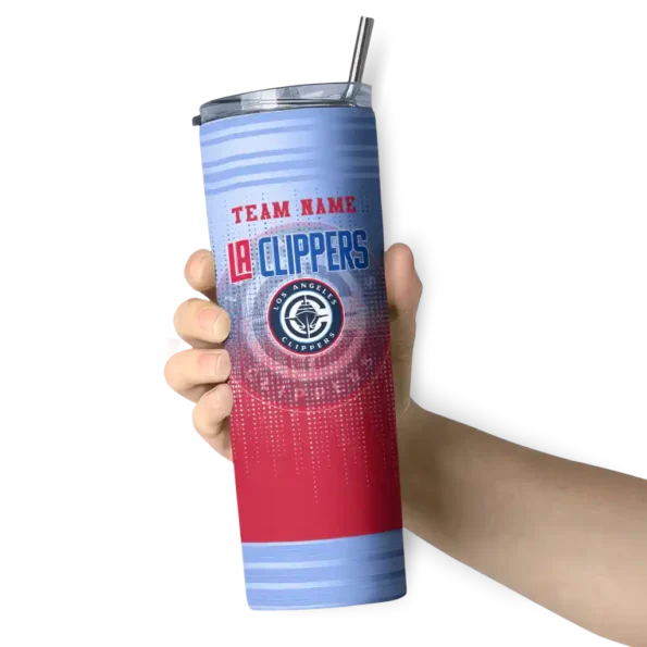 custom los angeles clippers swirl texture red skinny tumbler premium grade.webp