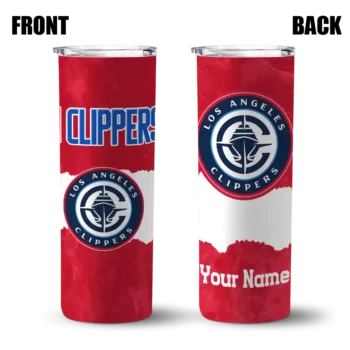 custom los angeles clippers torn band red white skinny tumbler fashion forward.webp