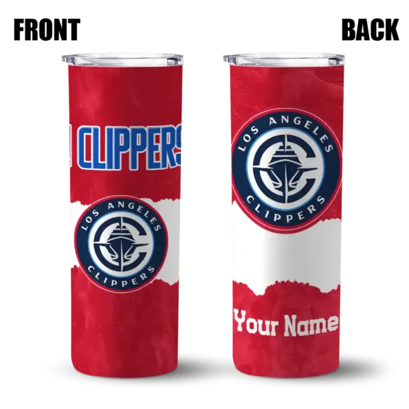 custom los angeles clippers torn band red white skinny tumbler fashion forward.webp