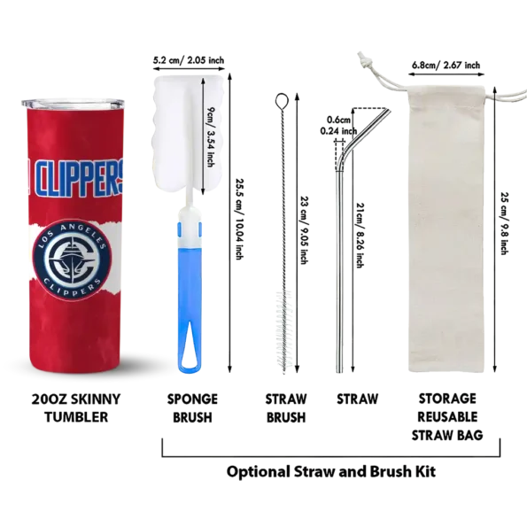 custom los angeles clippers torn band red white skinny tumbler new arrival.webp