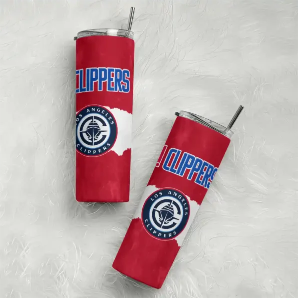 custom los angeles clippers torn band red white skinny tumbler top rated.webp