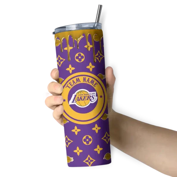 custom los angeles lakers camo streak purple skinny tumbler premium grade.webp