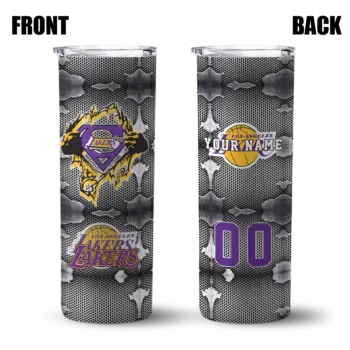 custom los angeles lakers chevron v purple gray skinny tumbler fashion forward.webp