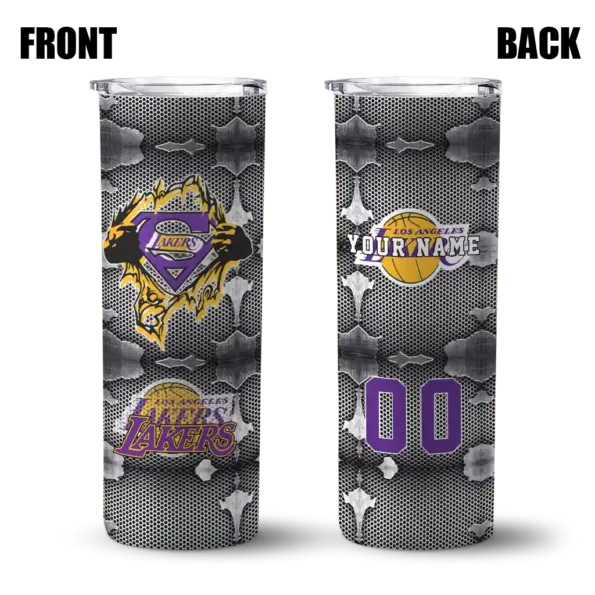 custom los angeles lakers chevron v purple gray skinny tumbler fashion forward.webp