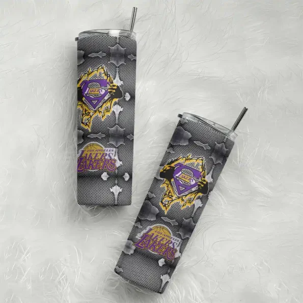 custom los angeles lakers chevron v purple gray skinny tumbler top rated.webp