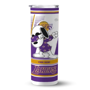 custom los angeles lakers snoopy dog purple white skinny tumbler best selling 1.webp