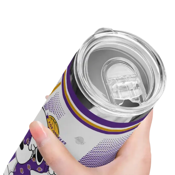 custom los angeles lakers snoopy dog purple white skinny tumbler high quality.webp