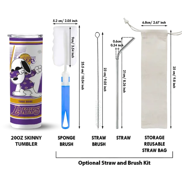 custom los angeles lakers snoopy dog purple white skinny tumbler new arrival.webp
