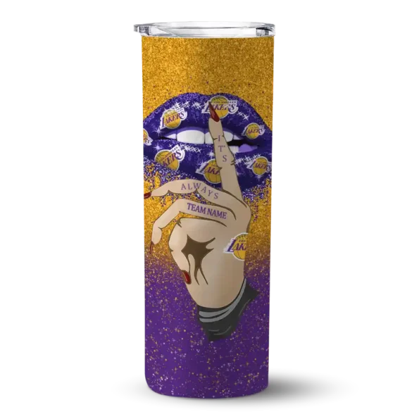 custom los angeles lakers sparkle lips purple skinny tumbler best selling 1.webp