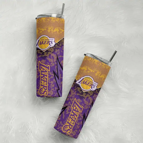 custom los angeles lakers spiral burst print purple skinny tumbler top rated.webp