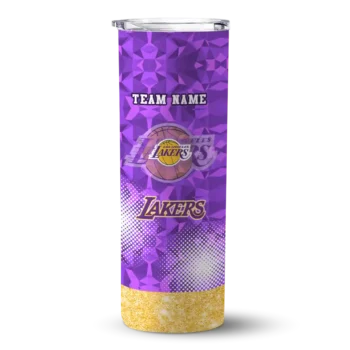custom los angeles lakers starburst tiles purple skinny tumbler best selling 1.webp