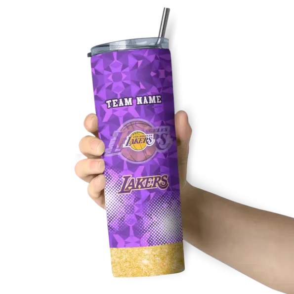 custom los angeles lakers starburst tiles purple skinny tumbler premium grade.webp