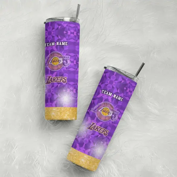 custom los angeles lakers starburst tiles purple skinny tumbler top rated.webp