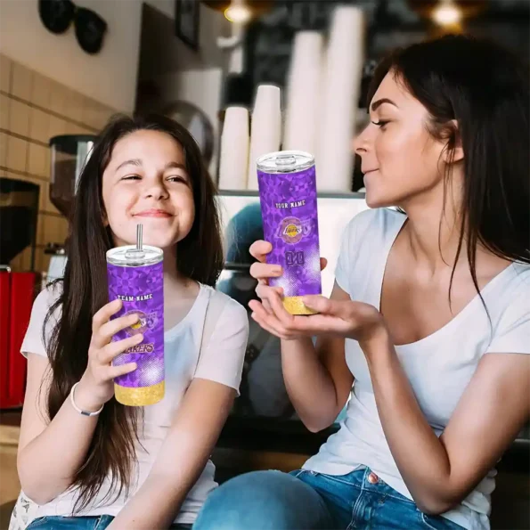 custom los angeles lakers starburst tiles purple skinny tumbler trendy.webp