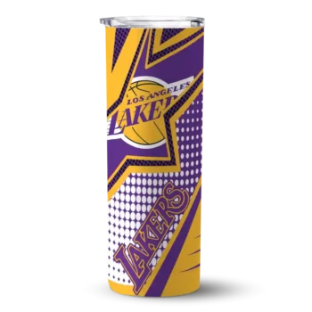 custom los angeles lakers web stripes purple white skinny tumbler best selling 1.webp