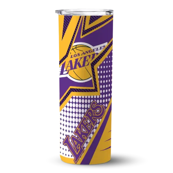 custom los angeles lakers web stripes purple white skinny tumbler best selling 1.webp