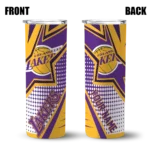 custom los angeles lakers web stripes purple white skinny tumbler best selling 1.webp