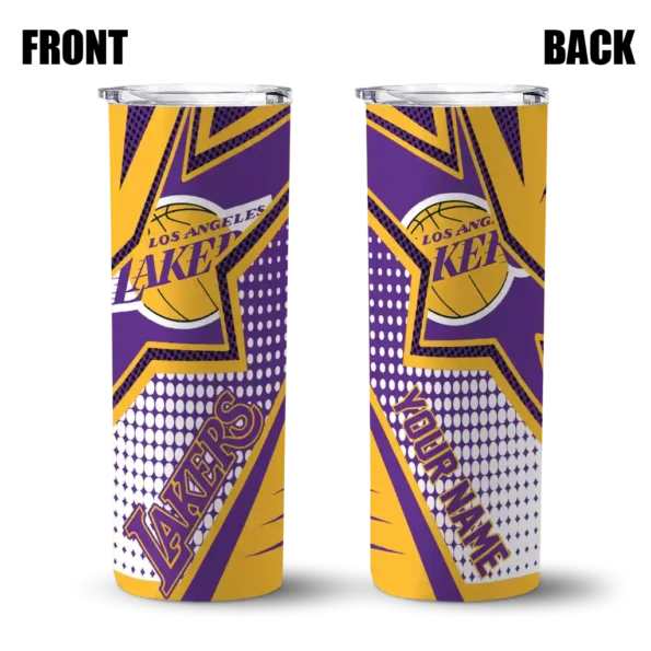 custom los angeles lakers web stripes purple white skinny tumbler fashion forward.webp