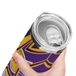 custom los angeles lakers web stripes purple white skinny tumbler best selling 1.webp