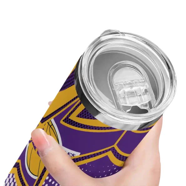 custom los angeles lakers web stripes purple white skinny tumbler high quality.webp