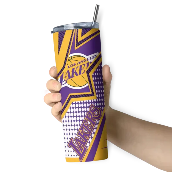 custom los angeles lakers web stripes purple white skinny tumbler premium grade.webp